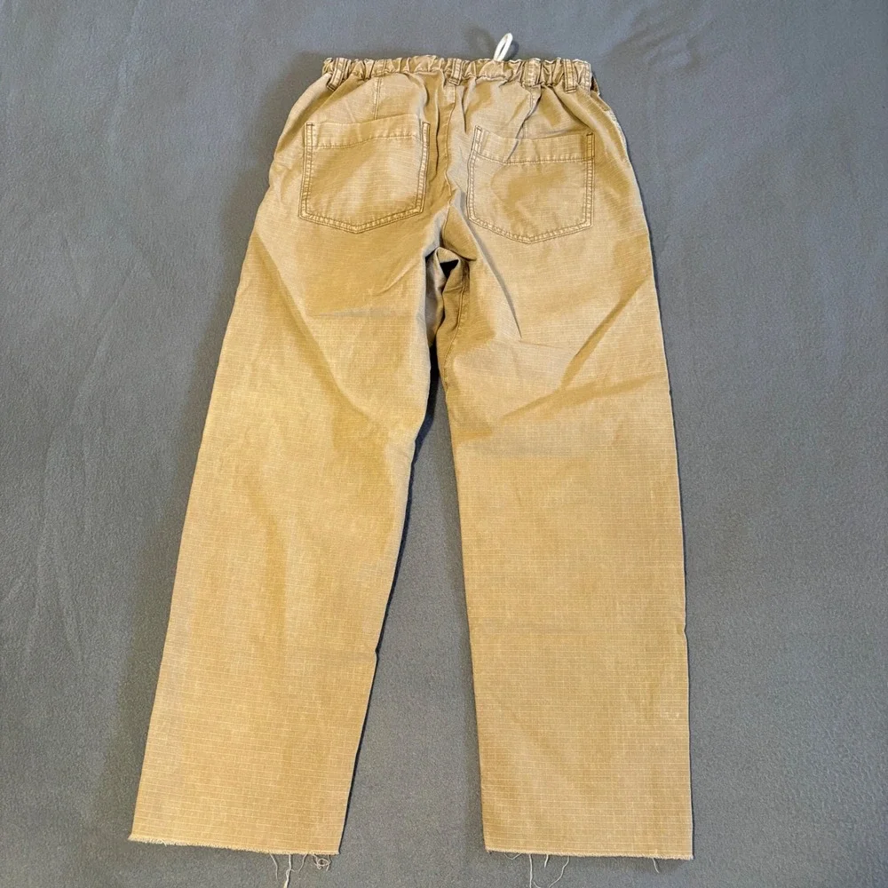 Free People Cargo Pants Womens XS Tan Ripstop Drawstring Raw Hem OB1170572